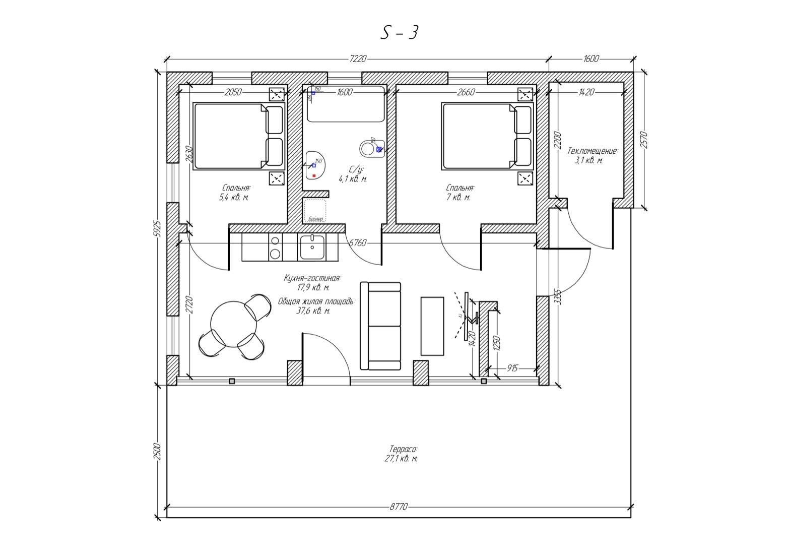 Планировка проекта Gleden «S-3.2»