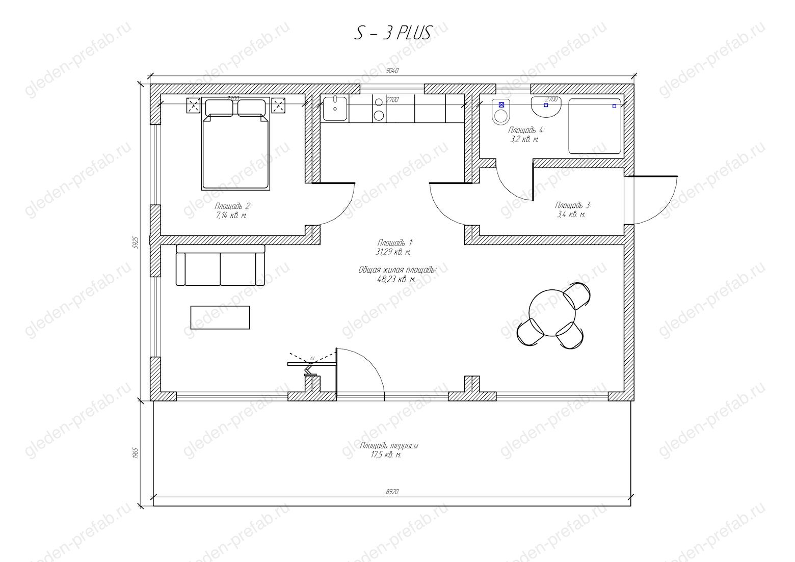 Планировка проекта Gleden «S-3 Plus»