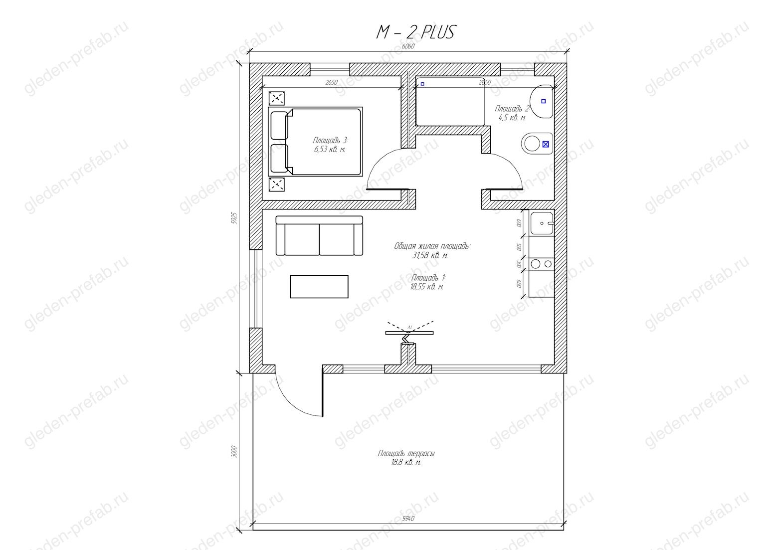 Планировка проекта Gleden «M-2 Plus»