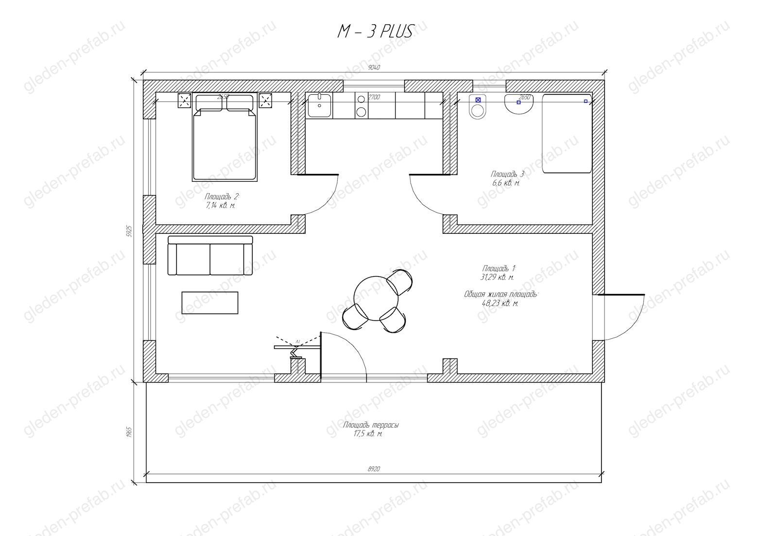 Планировка проекта Gleden «M-3 Plus»